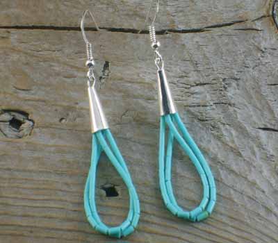 Native American Earrings Turquoise Heishi Earrings A